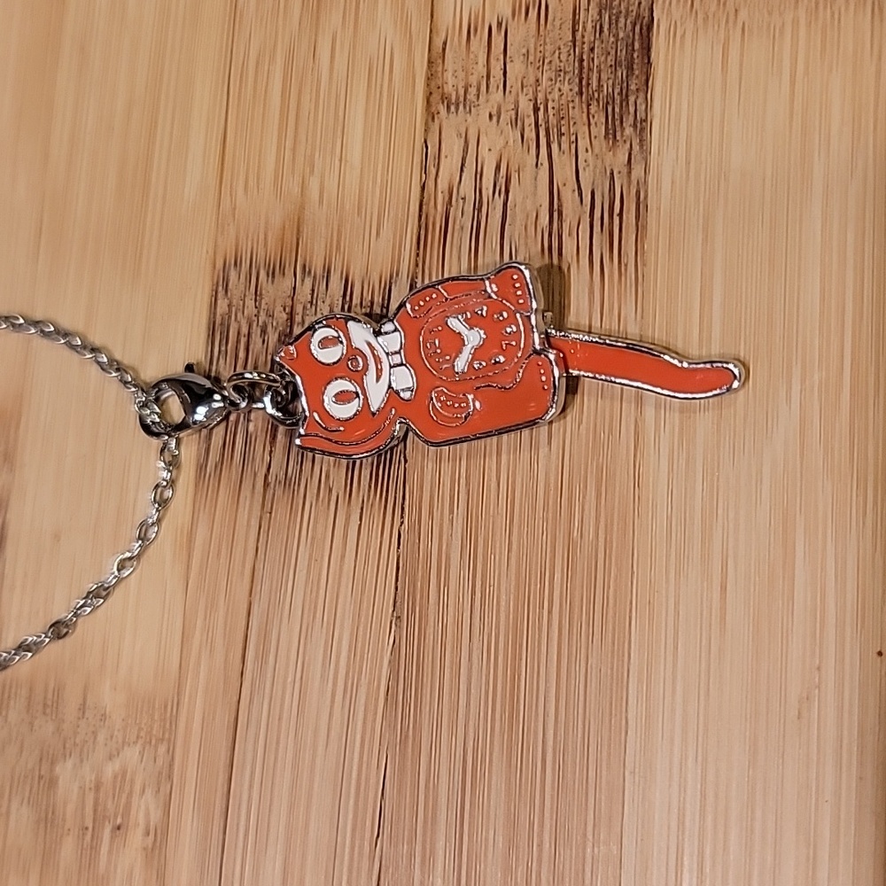 Pumpkin Orange Kit-Cat Klock clock clip on charm necklace